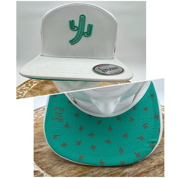 D. Hudson Dancin’ Cactus SnapBack Hat WHITE MINT MOCHA 5 Panel Lid Embroidered - Picture 1 of 7